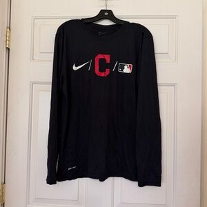 Nike Men’s MLB Navy Blue Cleveland Guardians Long Sleeve Shirt Tee T-Shirt L